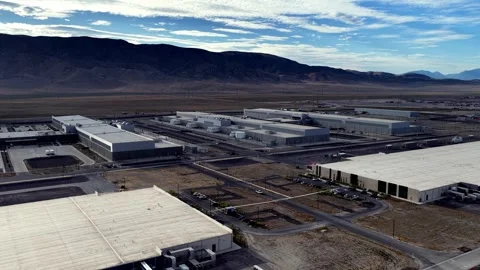 Aerial view of Meta Data Center in Eagle Mountain, United States. Stock Footage 340318915