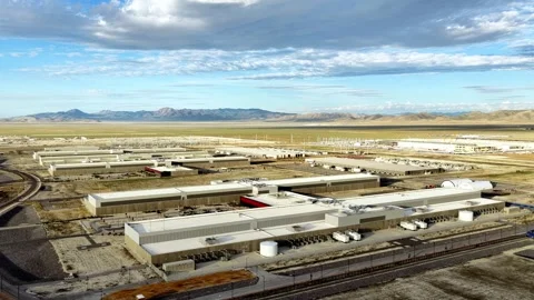 Aerial view of Meta Data Center in Eagle Mountain, United States. Stock Footage 340319353