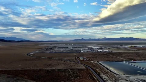 Aerial View of Meta Eagle Mountain Data Center in Utah West Desert at Sunrise Video stock 340353631