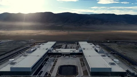 Aerial View of Meta Eagle Mountain Data Center at Sunrise in Utah's West Desert Stock Footage 340353850