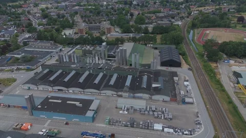 Aerial View of Metalworking Factory Complex Stock Footage 343838229
