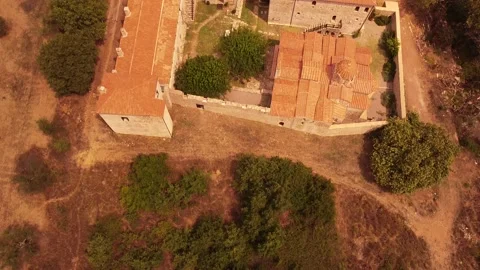 Aerial view of Metamorphosis of the Savior monastery or Antromonastiro in Gre Video stock 143953357