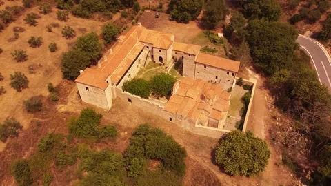 Aerial view of Metamorphosis of the Savior monastery or Antromonastiro in Gre Video stock 143955239