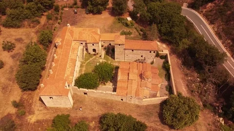 Aerial view of Metamorphosis of the Savior monastery or Antromonastiro in Gre Video stock 143958847