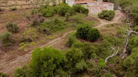 Aerial view of Metamorphosis of the Savior monastery or Antromonastiro in Gre Stock Footage 195551900