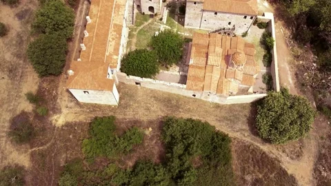 Aerial view of Metamorphosis of the Savior monastery or Antromonastiro in Gre Video stock 195552963
