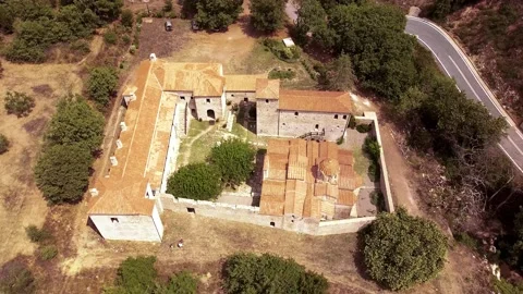 Aerial view of Metamorphosis of the Savior monastery or Antromonastiro in Gre Stock Footage 195555255