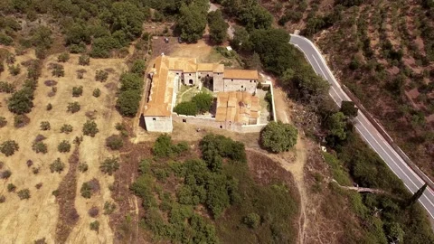 Aerial view of Metamorphosis of the Savior monastery or Antromonastiro in Gre Stock Footage 195555552