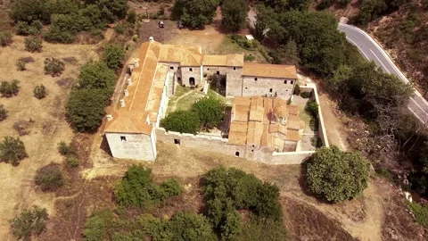Aerial view of Metamorphosis of the Savior monastery or Antromonastiro in Greece Stock Footage 196263391