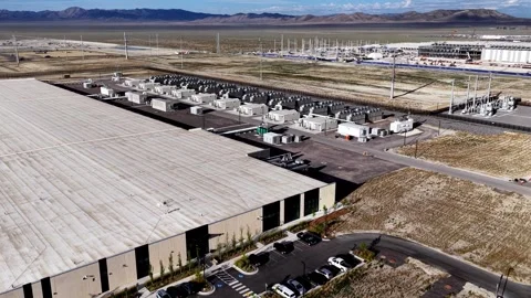Aerial View of Meta's Eagle Mountain Utah Data Center With Ventilation and Stock Footage 340321253