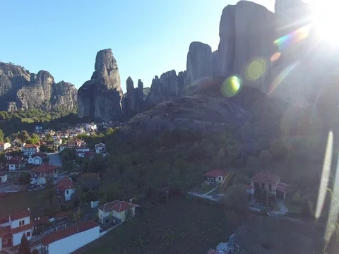 Aerial view of Meteora cliffs - Greece - 4K footage 스톡 동영상 81388683