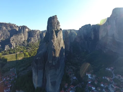 Aerial view of Meteora cliffs - Greece - 4K footage 스톡 동영상 81389026