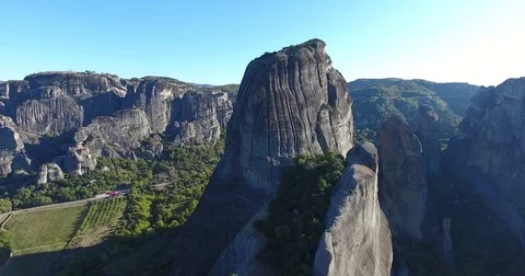 Aerial view of Meteora cliffs - Greece - 4K footage 스톡 동영상 81389083