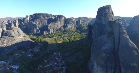 Aerial view of Meteora cliffs - Greece - 4K footage 스톡 동영상 81389269