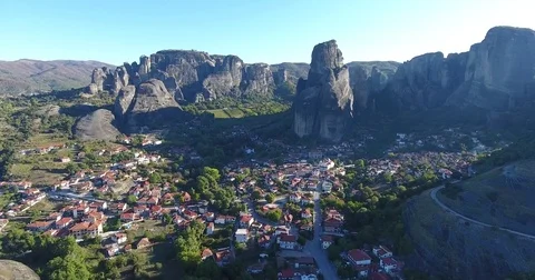 Aerial view of Meteora cliffs - Greece - 4K footage 스톡 동영상 81389358