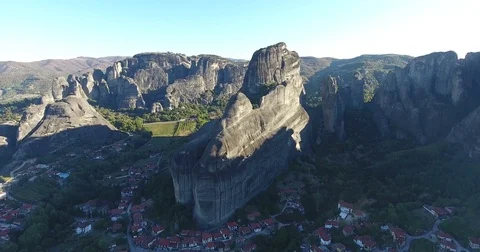 Aerial view of Meteora cliffs - Greece - 4K footage Stock-Footage 81389405
