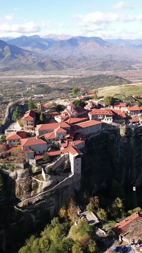 Aerial View of Meteora, Complex of Eastern Orthodox Monasteries, Greece Stock Footage 240828969