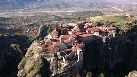 Aerial View of Meteora, Complex of Eastern Orthodox Monasteries, Greece Stock Footage 240829065
