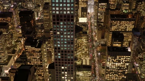 Aerial view of metropolis skyline panorama. establishing shot of new york city Stock Footage