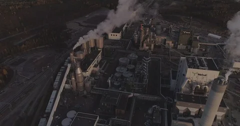 An aerial view of Metsa Group’s bio cellulose factory 库存影片 118729579