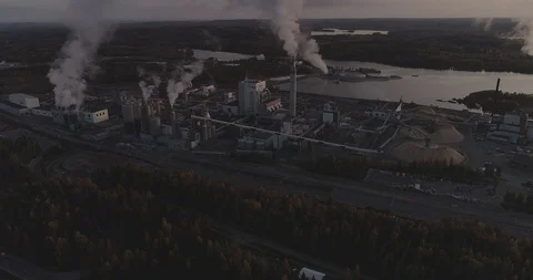 An aerial view of Metsa Group’s bio cellulose factory 库存影片 118734807