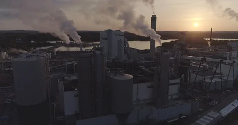 An aerial view of Metsa Group’s bio cellulose factory 库存影片 118736567