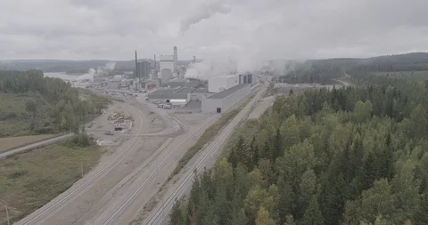 An aerial view of Metsa Group’s new generation bio cellulose factory 库存影片 118094942