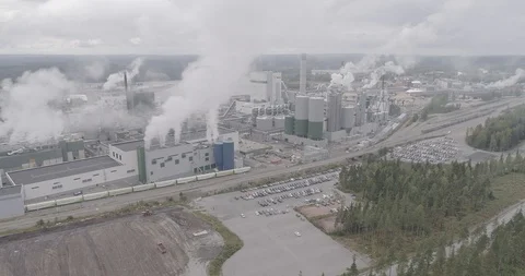 An aerial view of Metsa Group’s new generation bio cellulose factory 库存影片 118095169