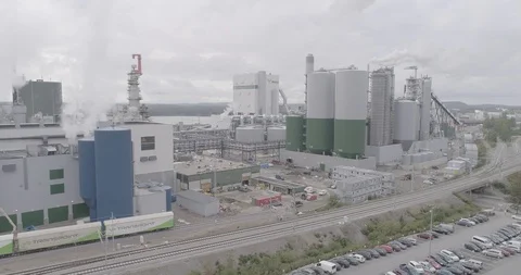 An aerial view of Metsa Group’s new generation bio cellulose factory 库存影片 118095231