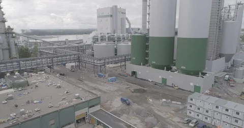 An aerial view of Metsa Group’s new generation bio cellulose factory 库存影片 118095489