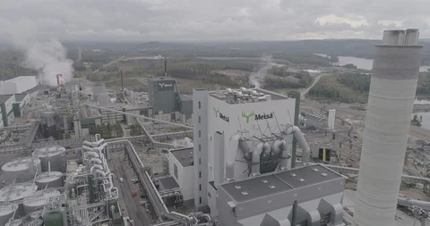 An aerial view of Metsa Group’s new generation bio cellulose factory 库存影片 118096140