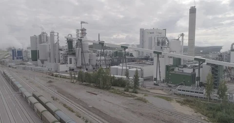 An aerial view of Metsa Group’s new generation bio cellulose factory 库存影片 118096324