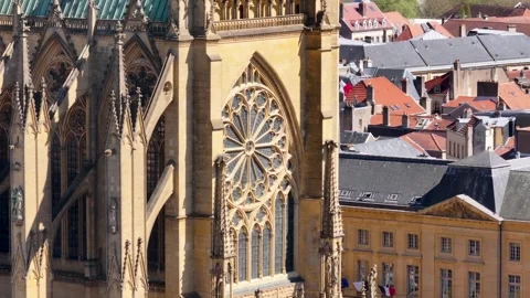 Aerial view of Metz Cathedral in April by drone 03 Stock Footage 336656830