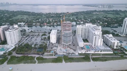 Aerial view of Miami Beach construction site, United States. Stock Footage 346631496
