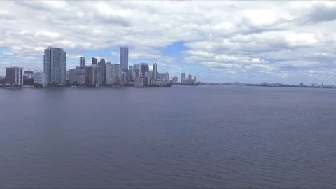 Aerial View of Miami Skyline Stock Footage 88577296