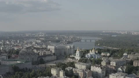Aerial view. Michael's Golden-Domed Monastery Stock Footage 201014691