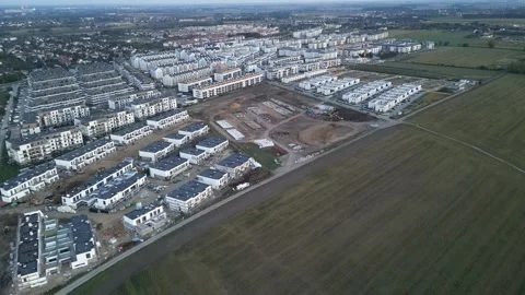 Aerial view of the micro district construction site Stock Footage 251809110
