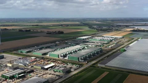 Aerial view of Microsoft datacenter in Middenmeer, Netherlands. Video stock 340289112