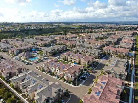 Aerial view of middle class subdivision neighborhood in San Diego, California Stock Photos