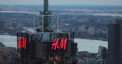 Aerial view of midtown Manhattan Stock Footage 88640295