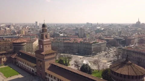 Aerial view of Milan Stock Footage 154090976
