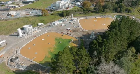 Aerial view of milk processing plant, Tirau, New Zealand 스톡 동영상 276685827