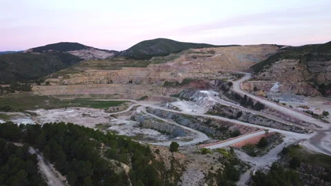 Aerial view of a mine in a mountain Stock Footage 258301839