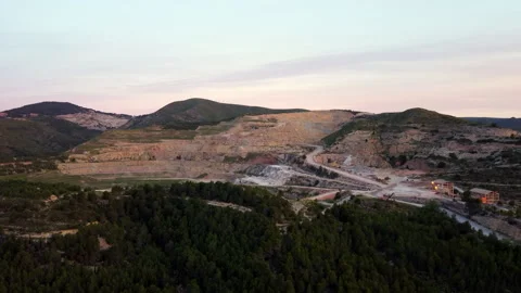 Aerial view of a mine in a mountain in Spain Stock Footage 258288908