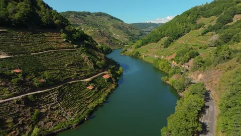 Aerial View Of Minho River Between The Mountains Stock Footage 251793710