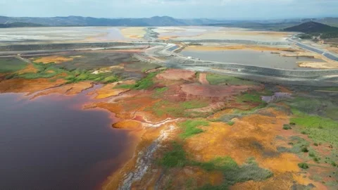 Aerial view of Mining activity. Apocalypse scenery. Earth destruction. Stock Footage 259298962