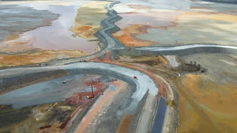 Aerial view of Mining activity. Apocalypse scenery. Earth destruction. Stock Footage 259298990