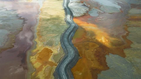 Aerial view of Mining activity. Apocalypse scenery. Earth destruction. Stock Footage 259396289