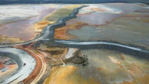 Aerial view of Mining activity. Apocalypse scenery. Earth destruction. Stock Footage 259396344