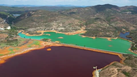 Aerial view of Mining activity. Apocalypse scenery. Earth destruction. Stock Footage 259396347